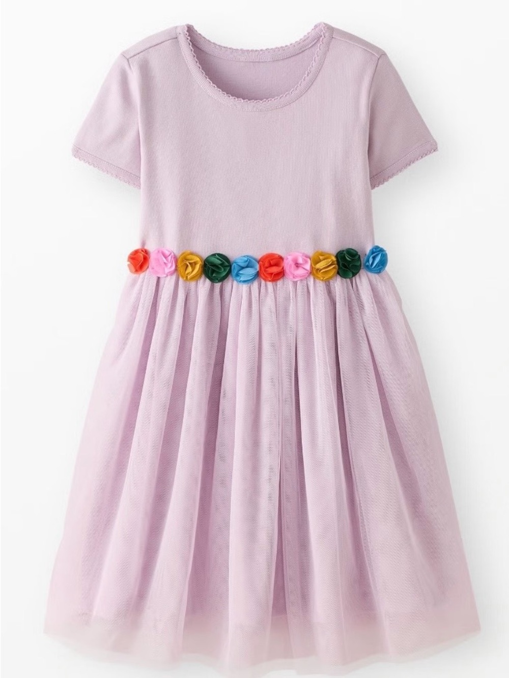 Hanna Andersson Girls Lilac Purple Tulle Flower Waist Cotton Dress Size 140 10
